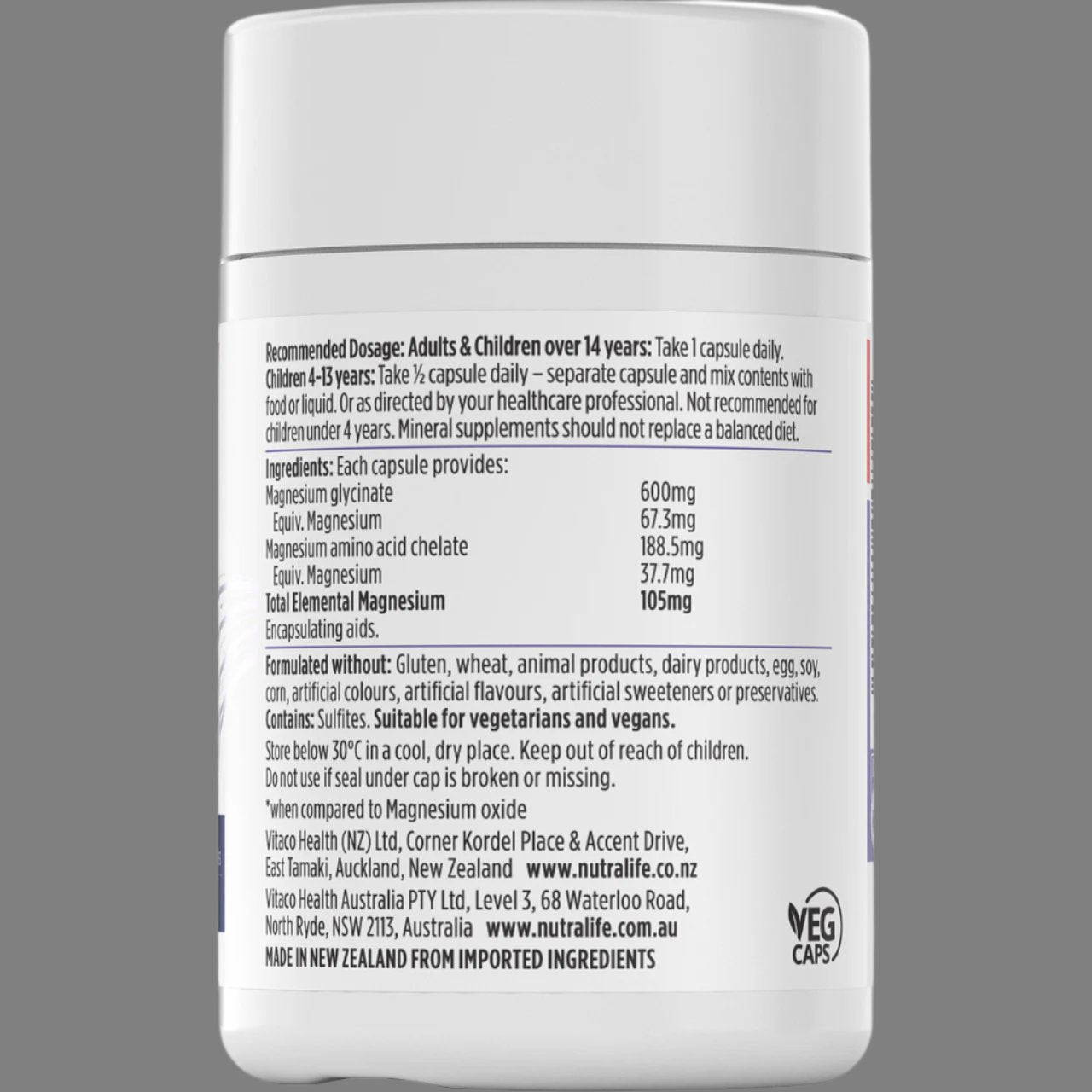 Nutra-Life Magnesium Glycinate Hi-Zorb 60 capsules