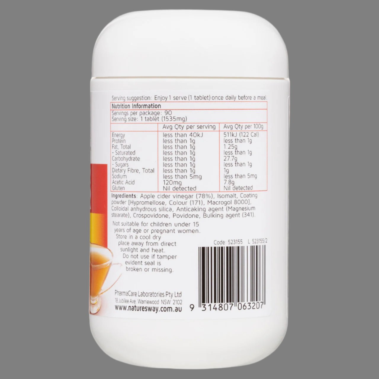 Nature's Way Apple Cider Vinegar Max 1200mg 90 Tablets